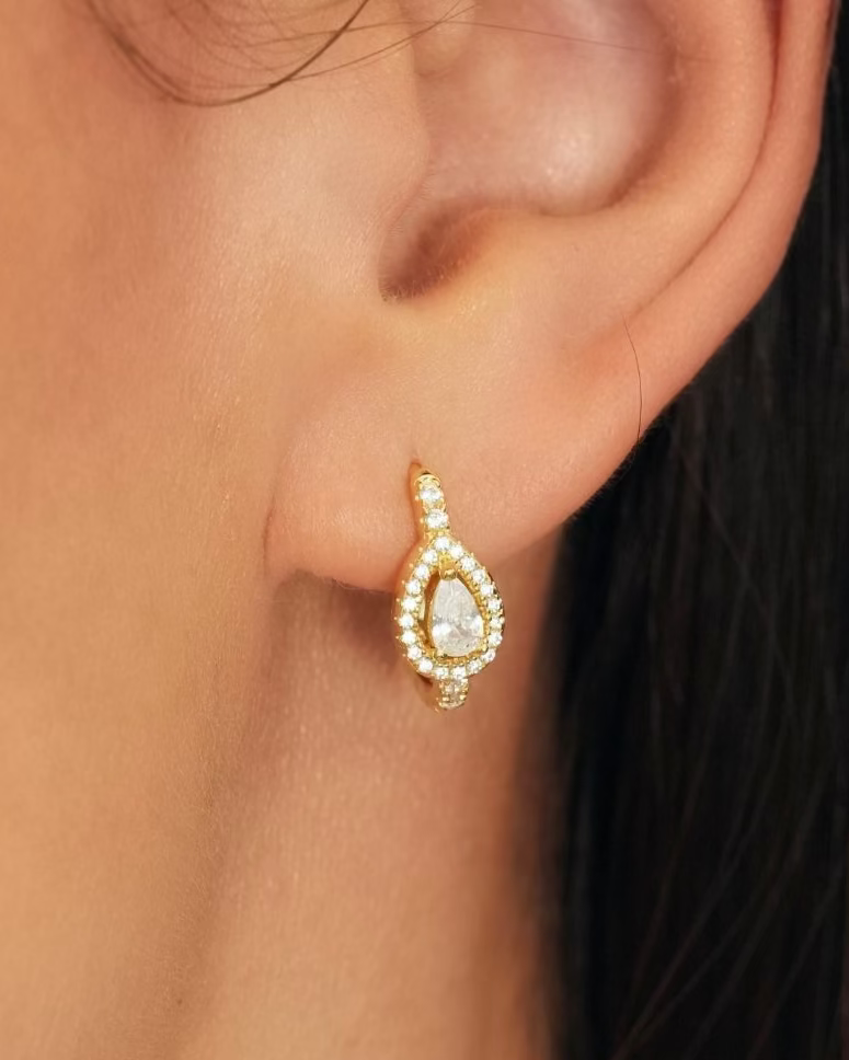 Square Infinity Pear Creoles - GOLD