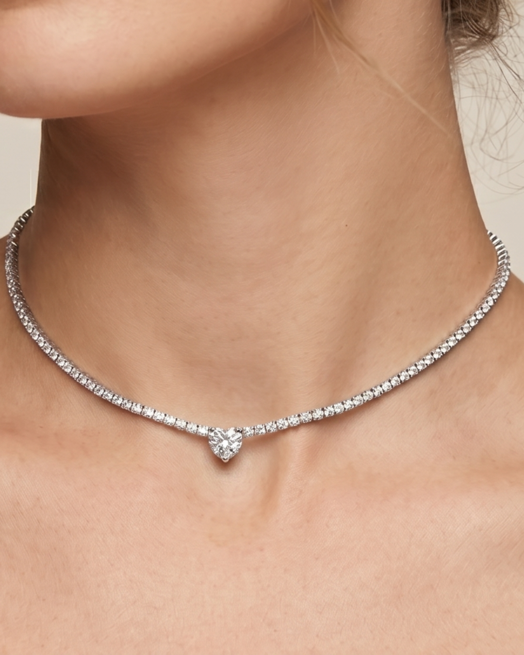Choker tennis cœur blanc - BLANC