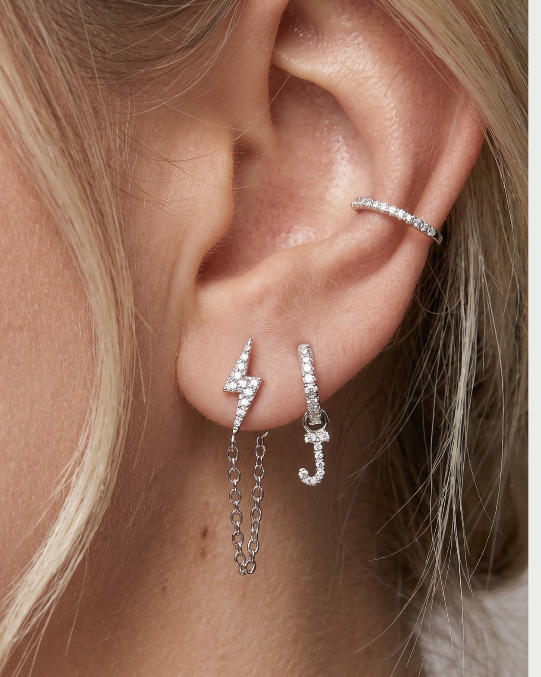 Boucles éclair chaine - BLANC