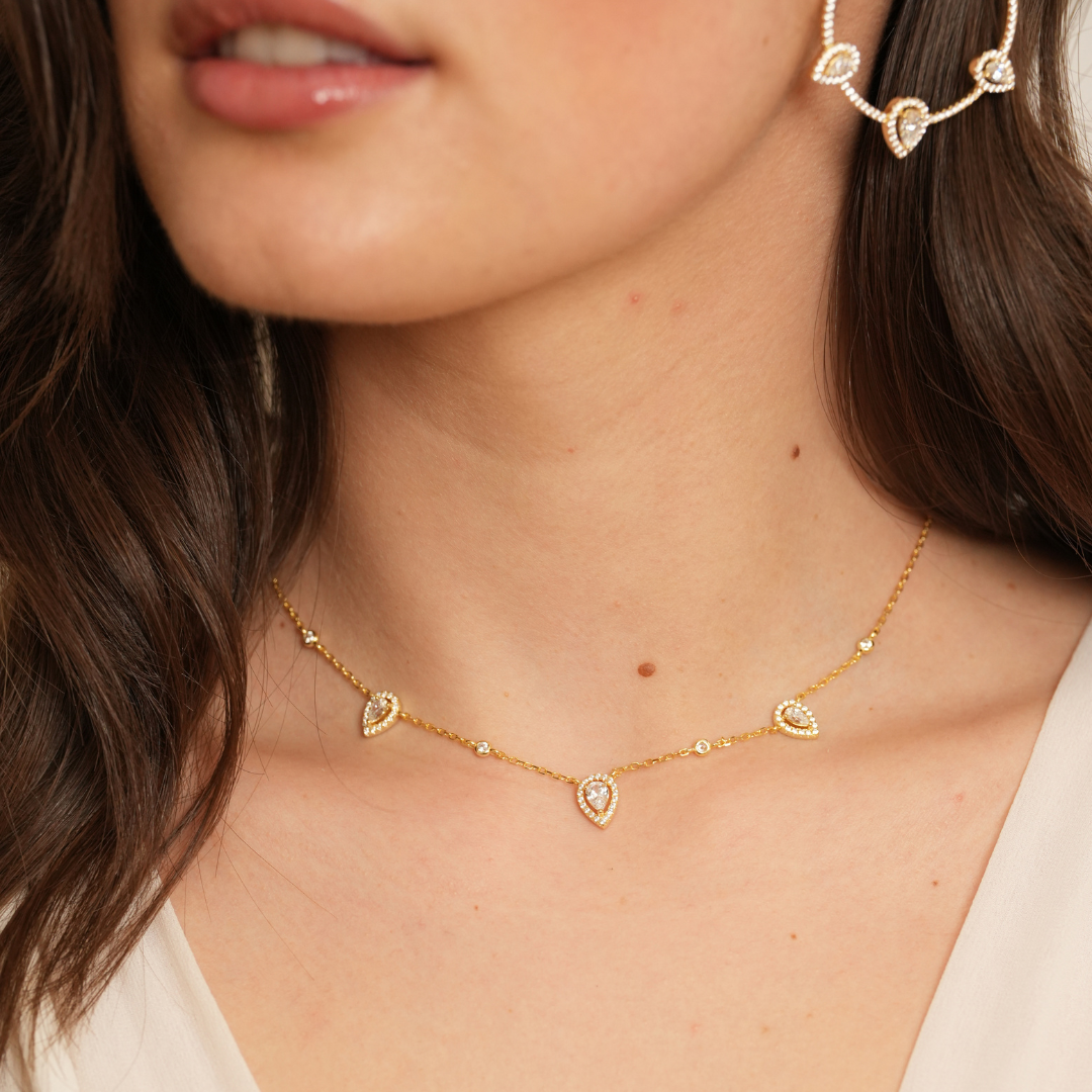 Collier Trio Infini Poire - BLANC