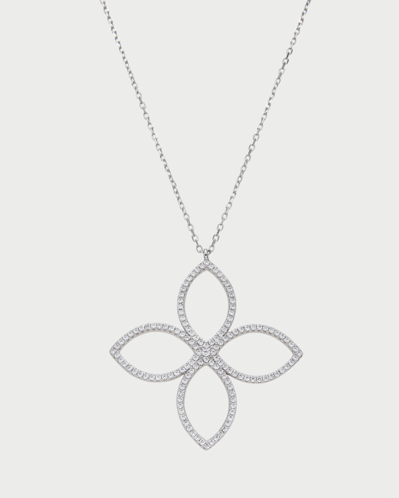 Collier pendant Fleur Éternelle - BLANC