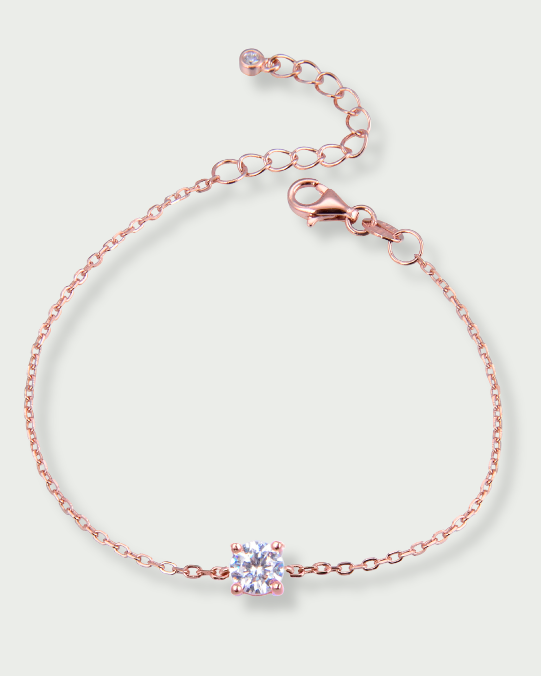 Bracelet Chaîne Intemporel – Rose en argent 925 doré à l’or rose 18 carats, chaîne fine au design minimaliste, finition lumineuse résistante à l’oxydation, longueur ajustable, éclat doux et intemporel au quotidien.