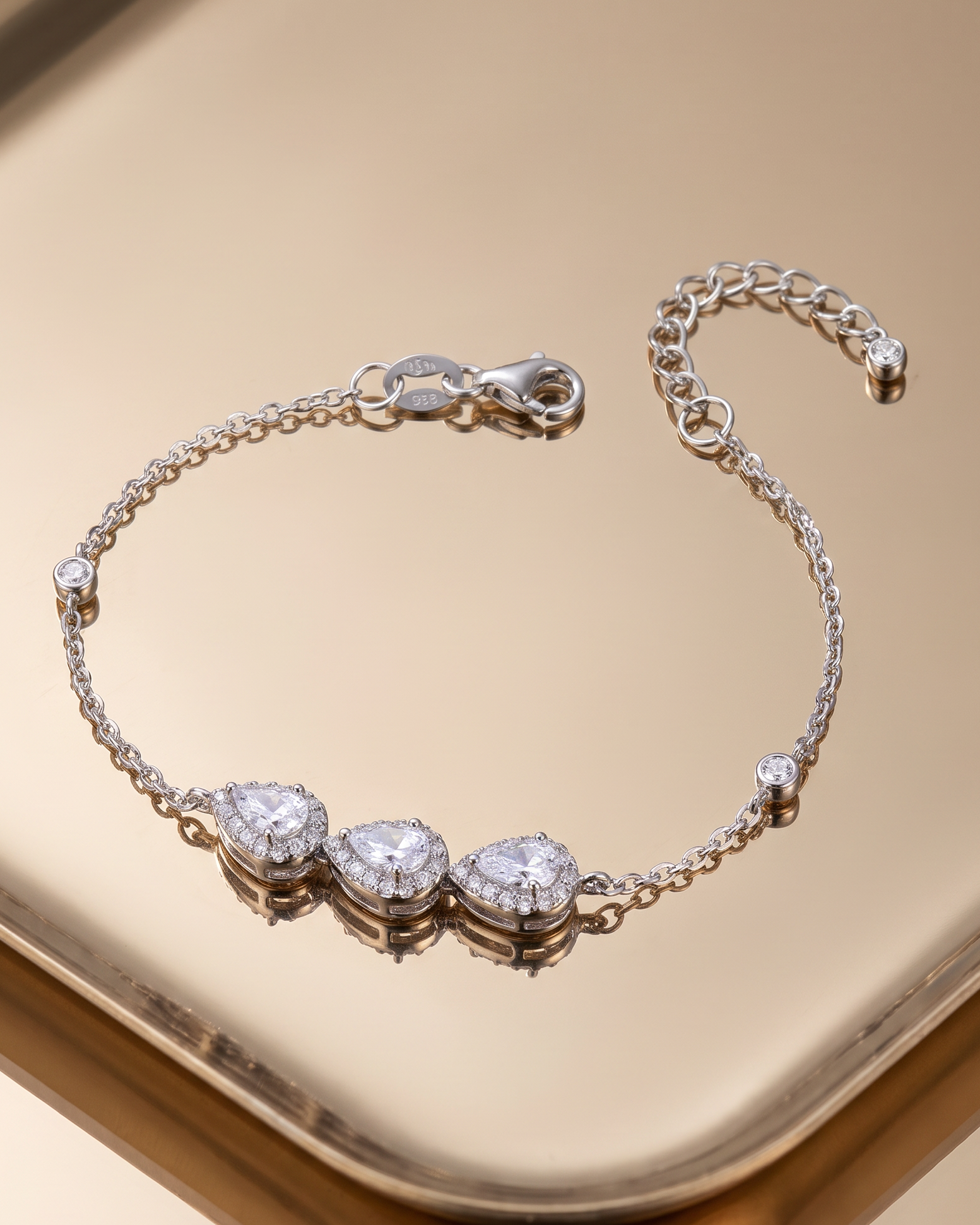 Bracelet trois poires Infini - BLANC