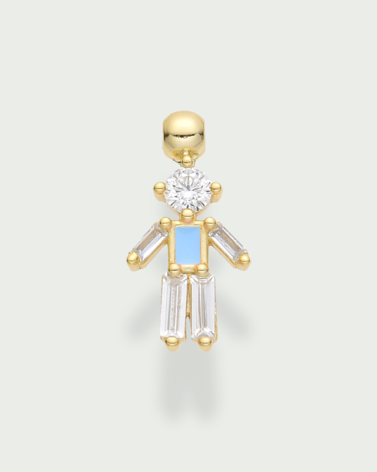 Charm petit garçon bleu - argent 925 doré à l'or 18 carats, zirconium et émail bleu