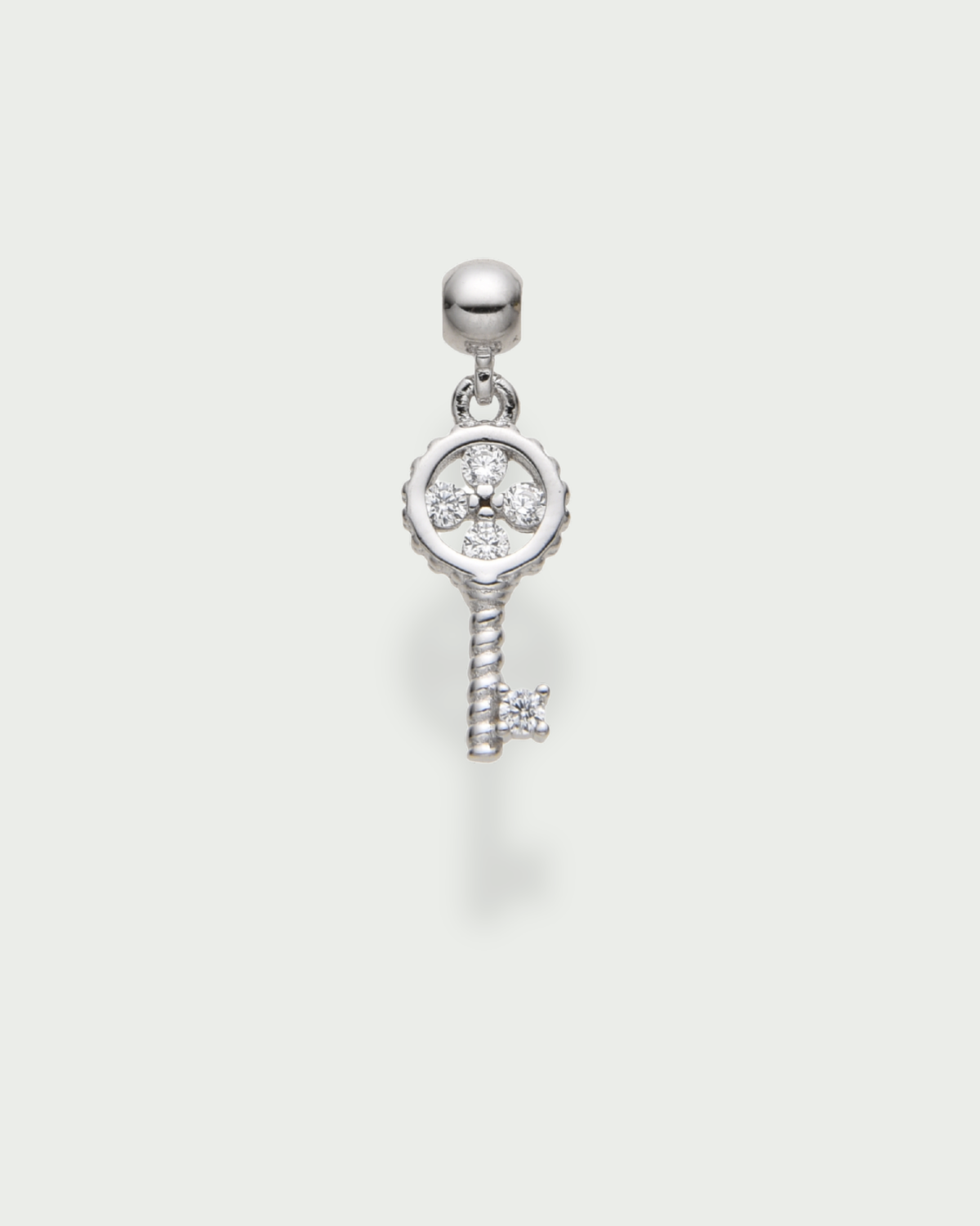 Charm clé - argent 925 rhodié et zirconium