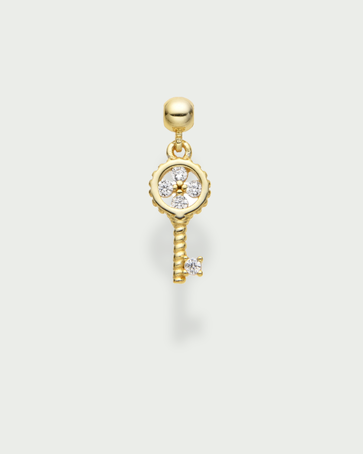 Charm clé - argent 925 doré à l'or 18 carats et zirconium
