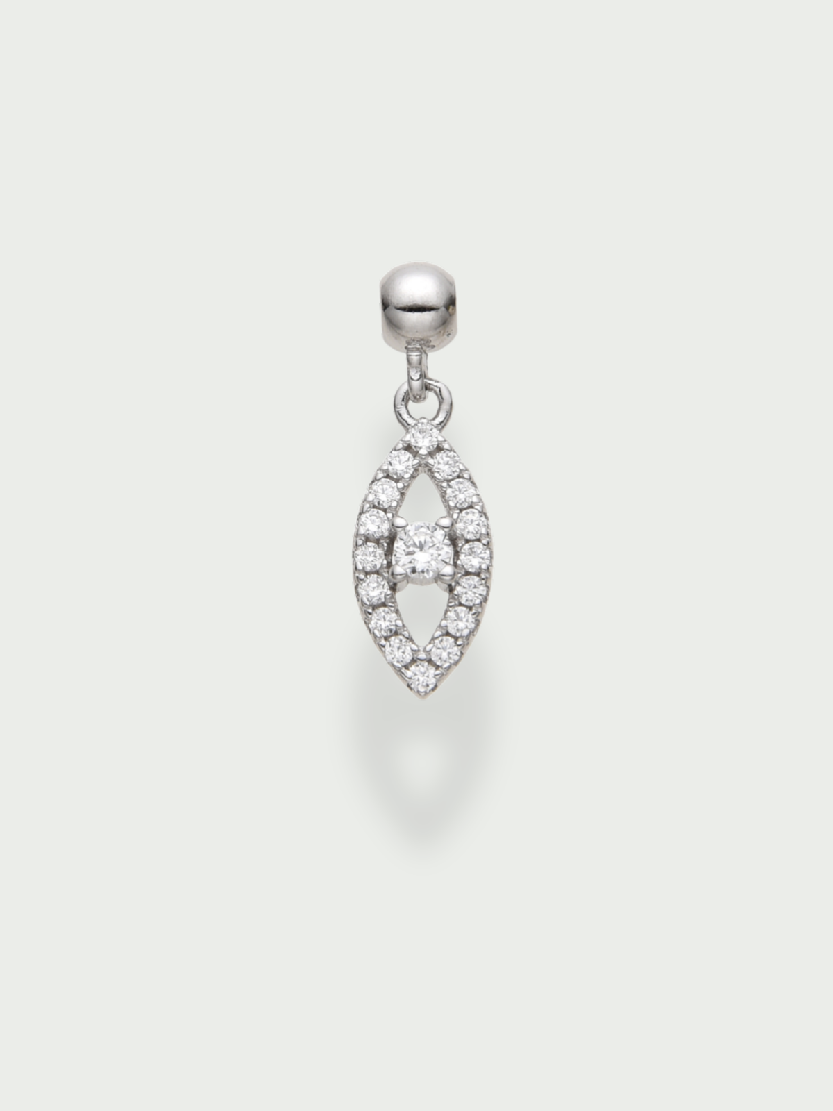 Charm marquise/oeil - argent 925 rhodié et zirconium
