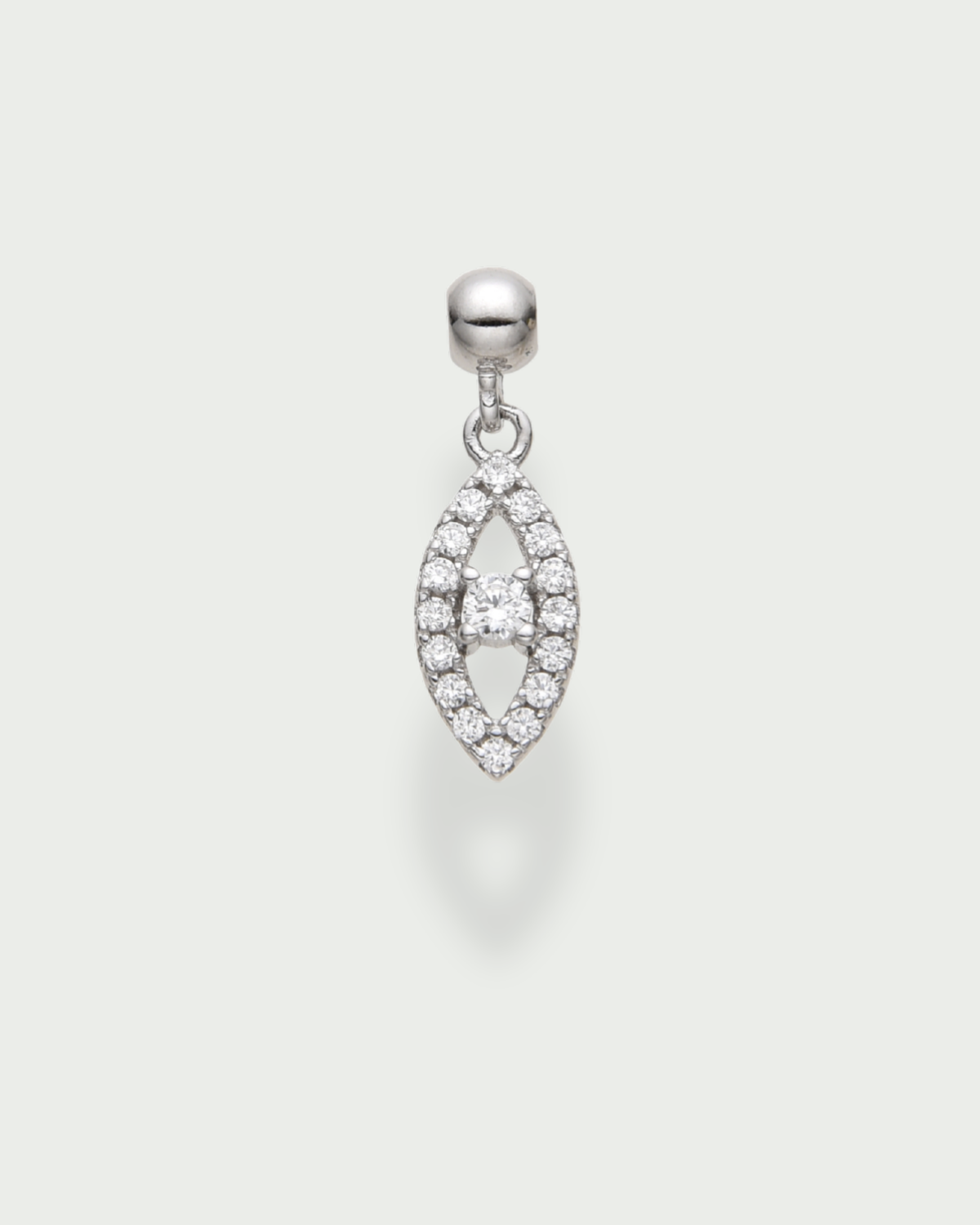 Charm marquise/oeil - argent 925 rhodié et zirconium