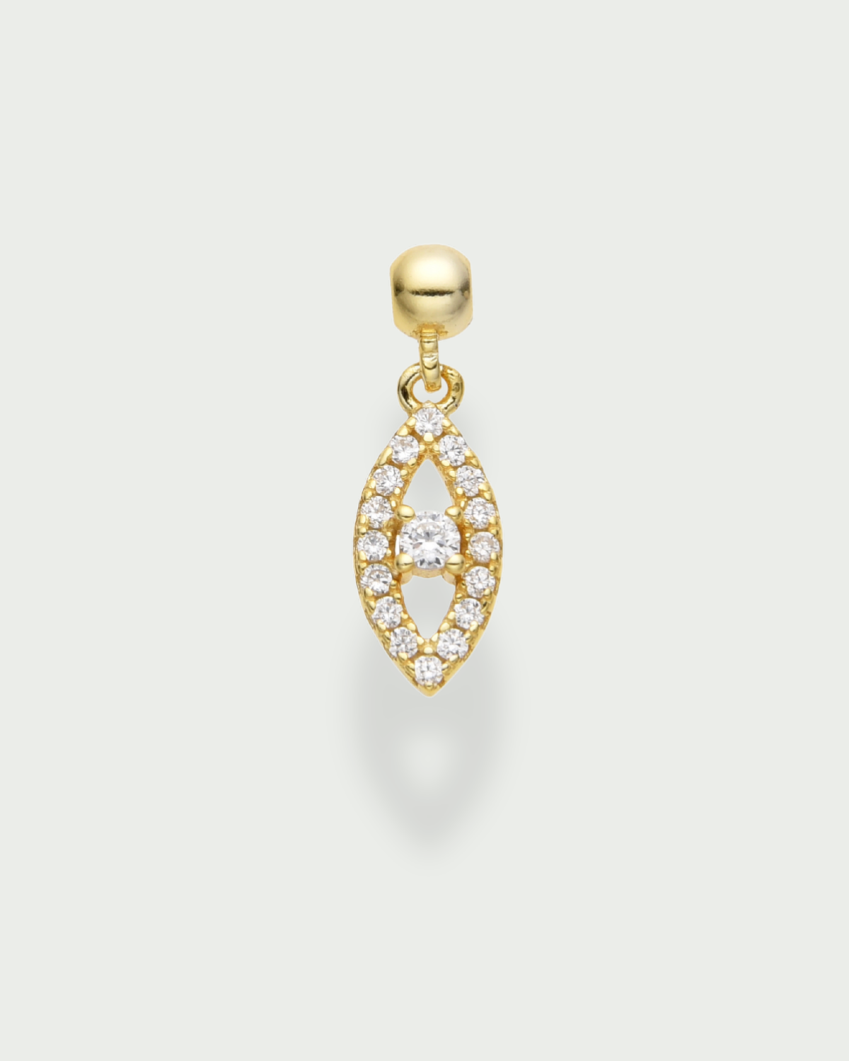Charm marquise/oeil - argent 925 doré à l'or 18 carats et zirconium