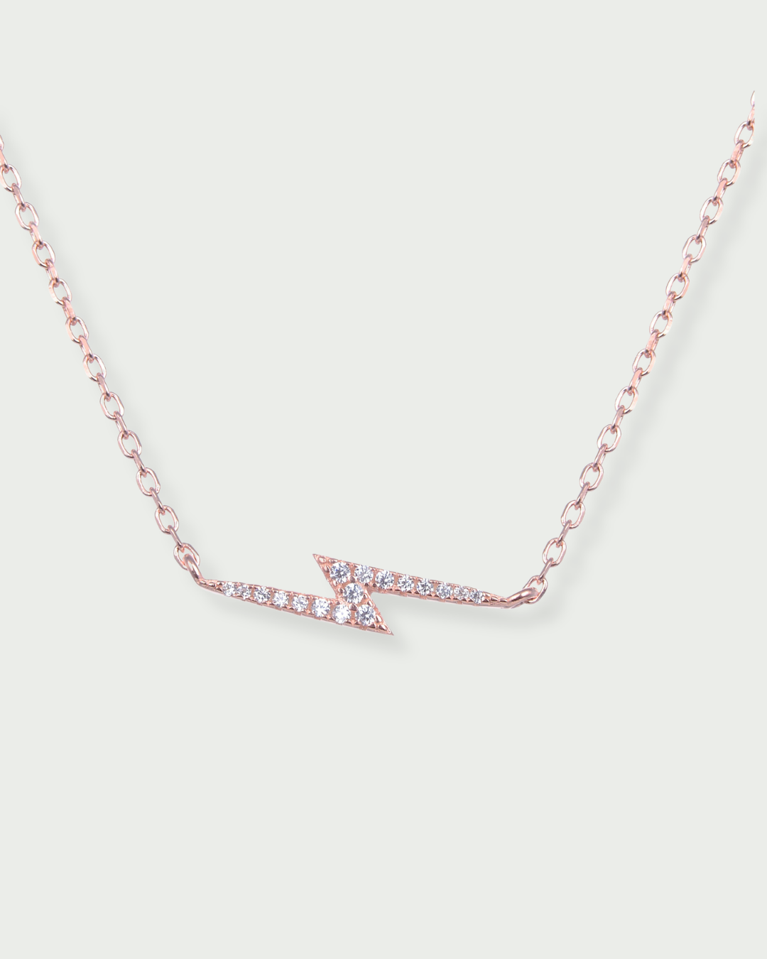 Collier en argent 925 millièmes doré à l'or fin 18 carats rose avec pierre en zirconium - Design éclair