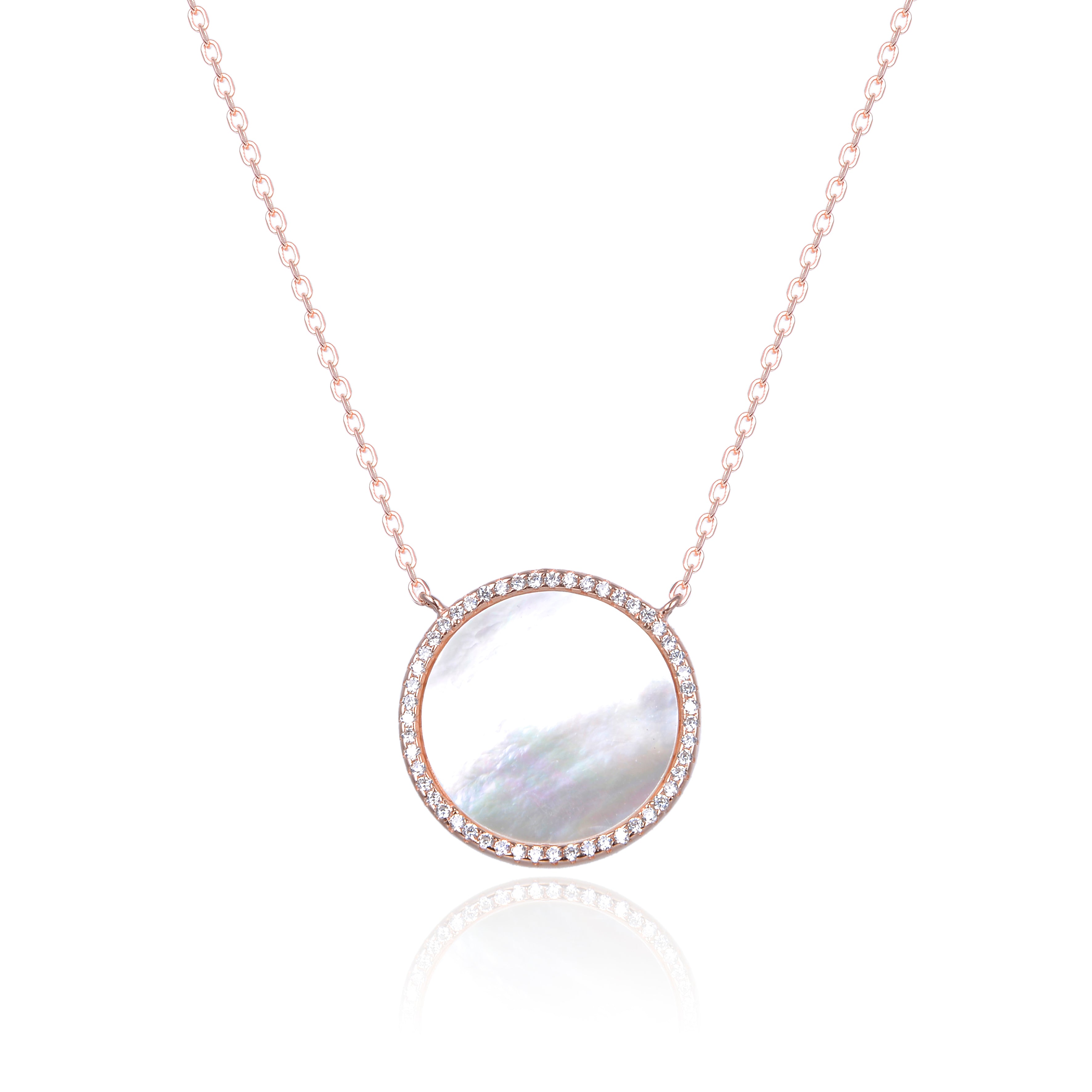 Collier petite médaille nacre - ROSE