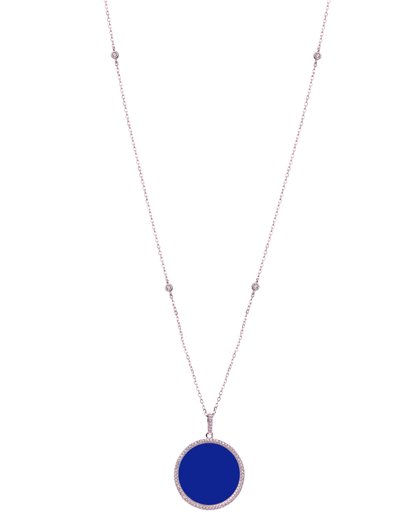 Sautoir médaille lapis lazuli - ROSE