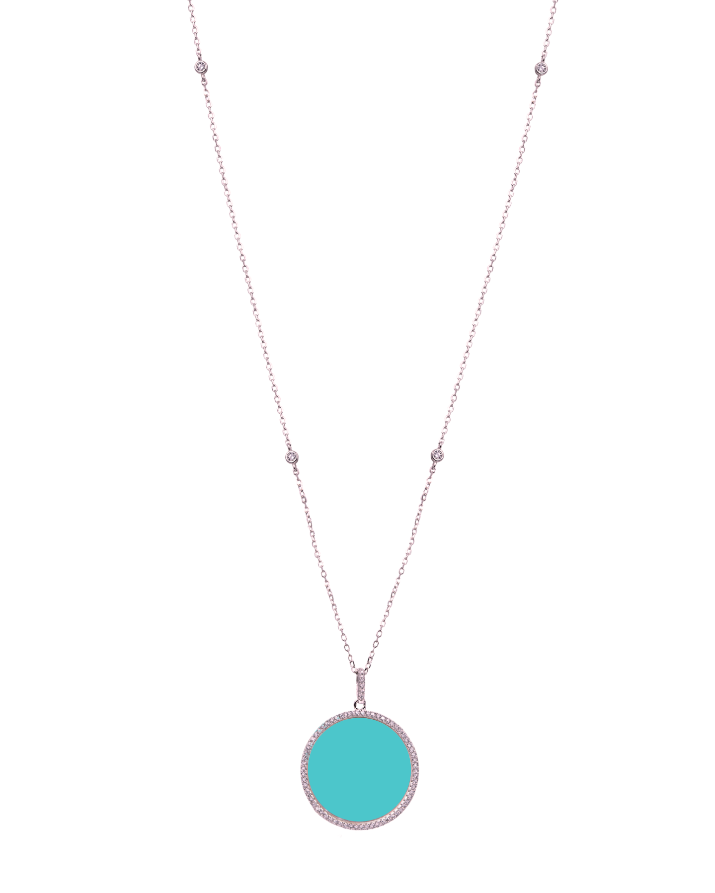 Sautoir médaille turquoise - ROSE