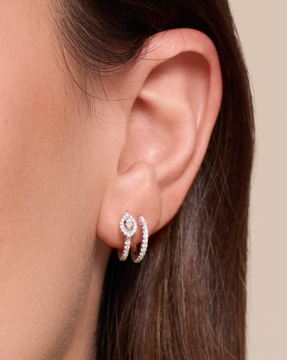 Mini-créoles Fleur Éternelle - BLANC