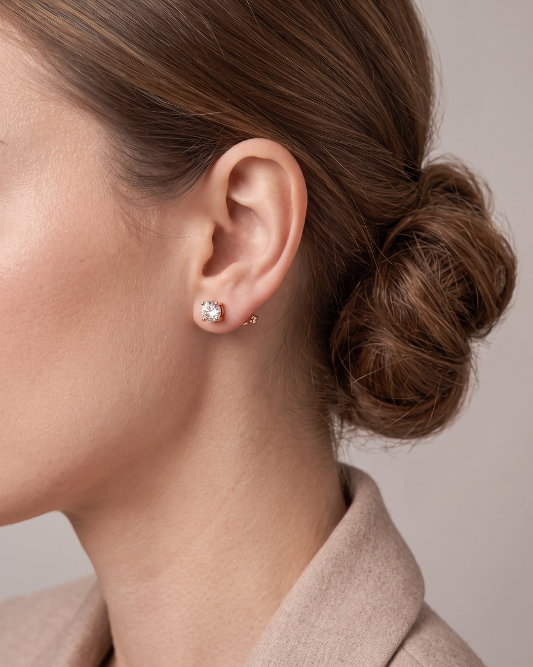 Boucles d’oreilles puces « XXL Intemporel » en argent 925 doré à l’or rose 18 carats, grand format XL aux formes géométriques élégantes, finition polie brillante.