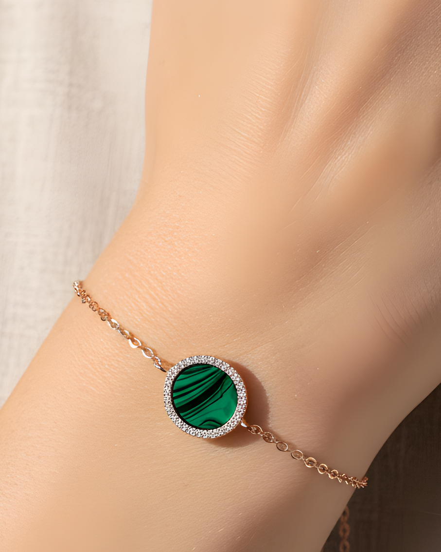 Bracelet médaille malachite - ROSE