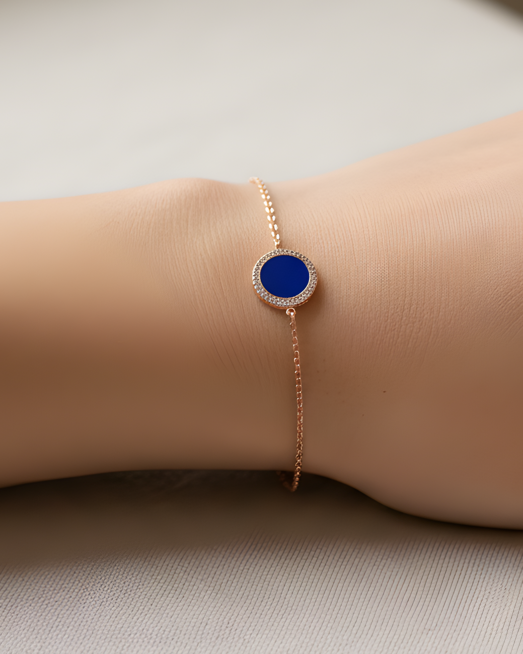 Bracelet médaille lapis lazuli - ROSE