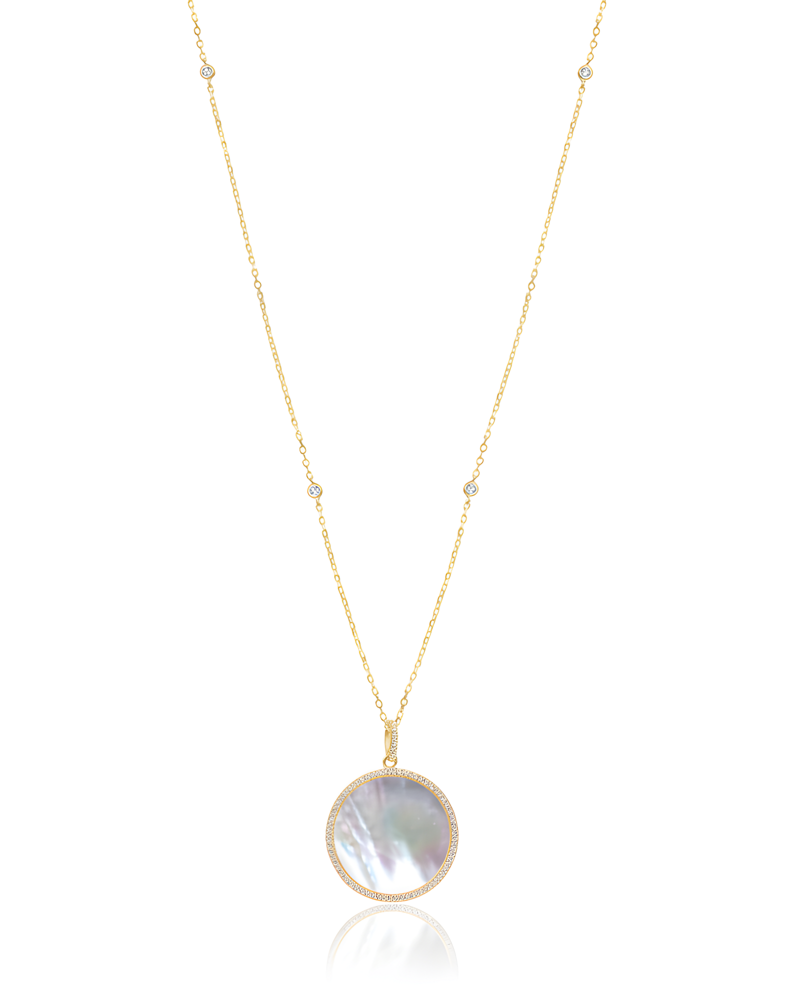 Sautoir médaille nacre - DORÉ