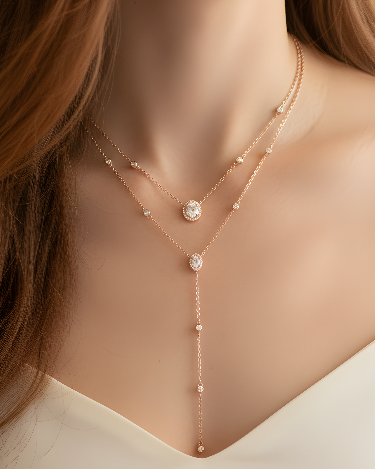 Double oval Infinity Round necklace - PINK