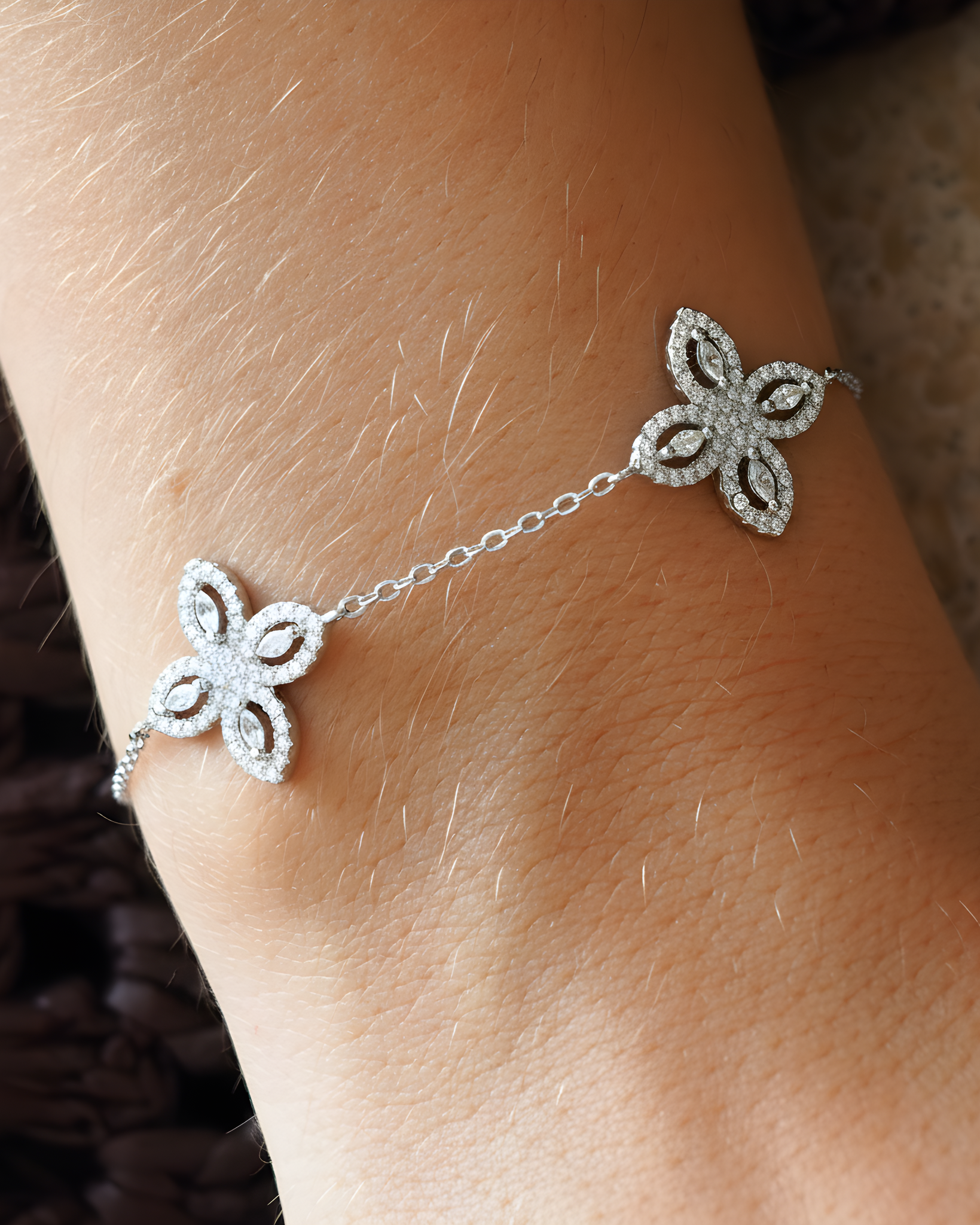 Bracelet Fleur Éternelle - BLANC