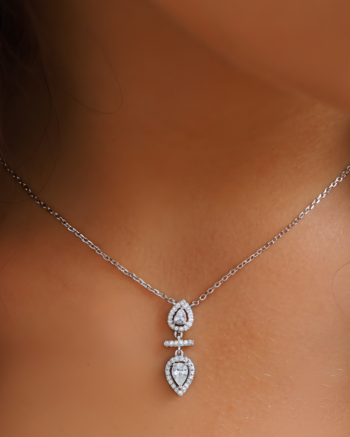 Opposite Infinity Pear Necklace - WHITE