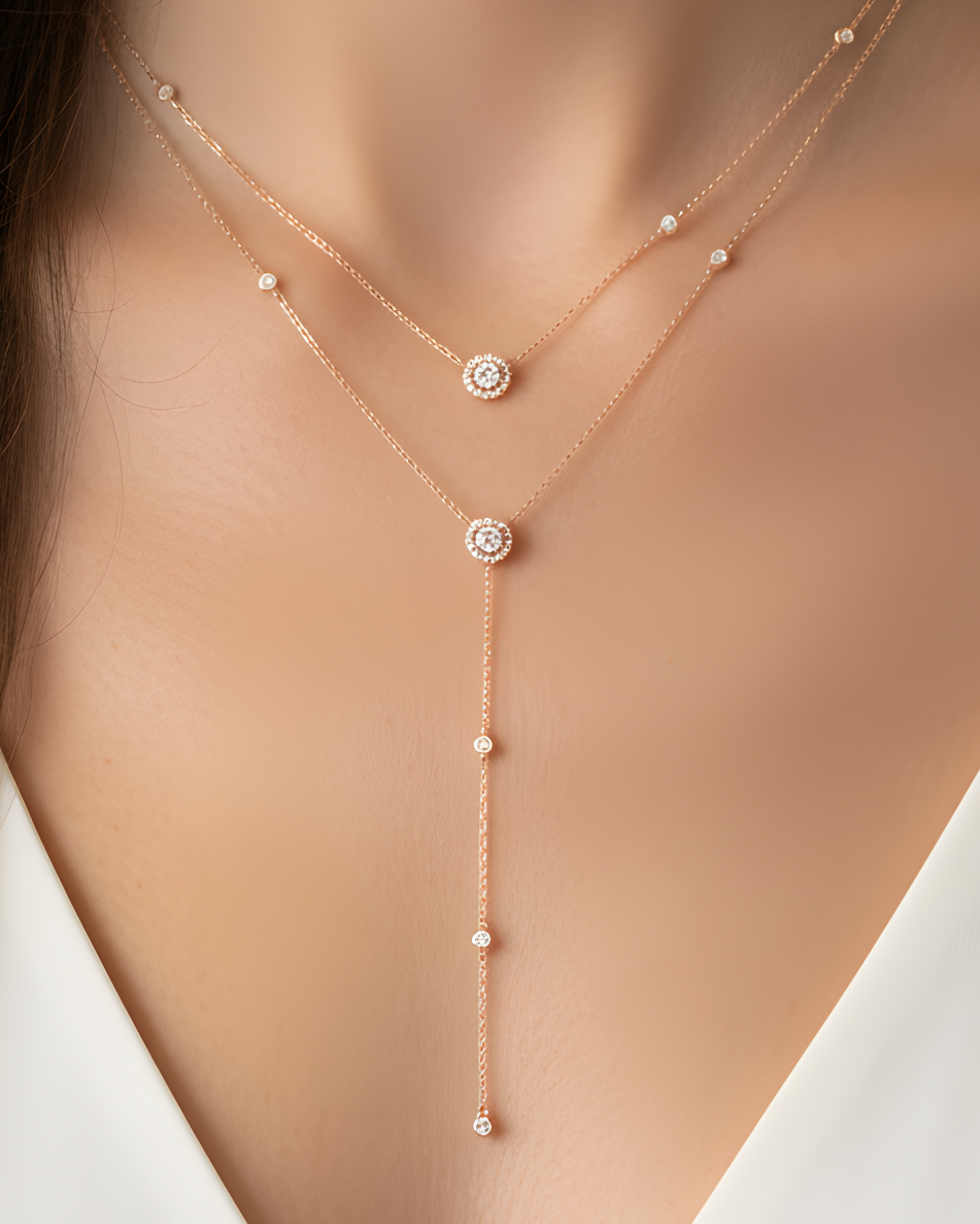 Double Infinity Round Necklace - PINK