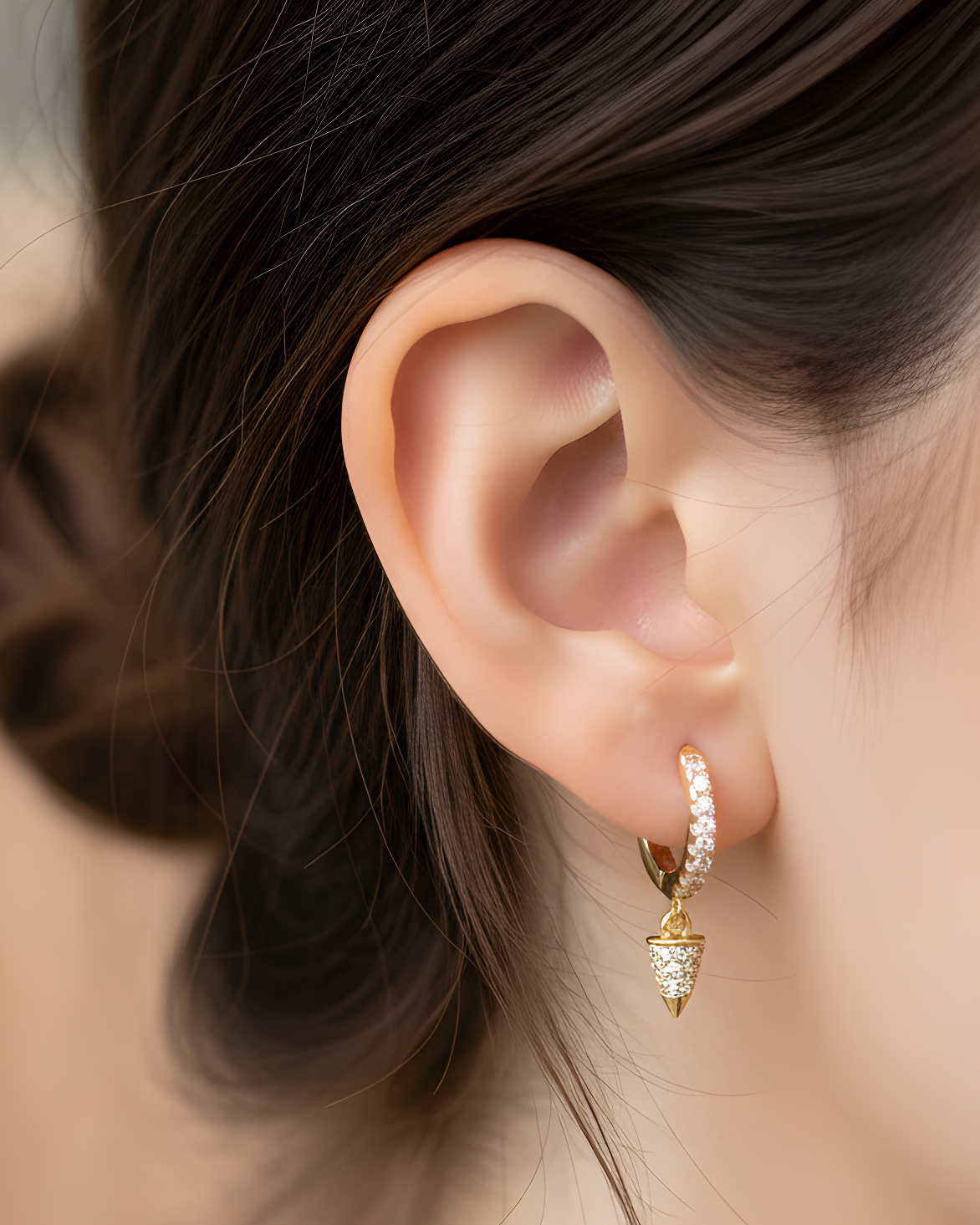 S-shaped spiked sleeper earrings - GOLD