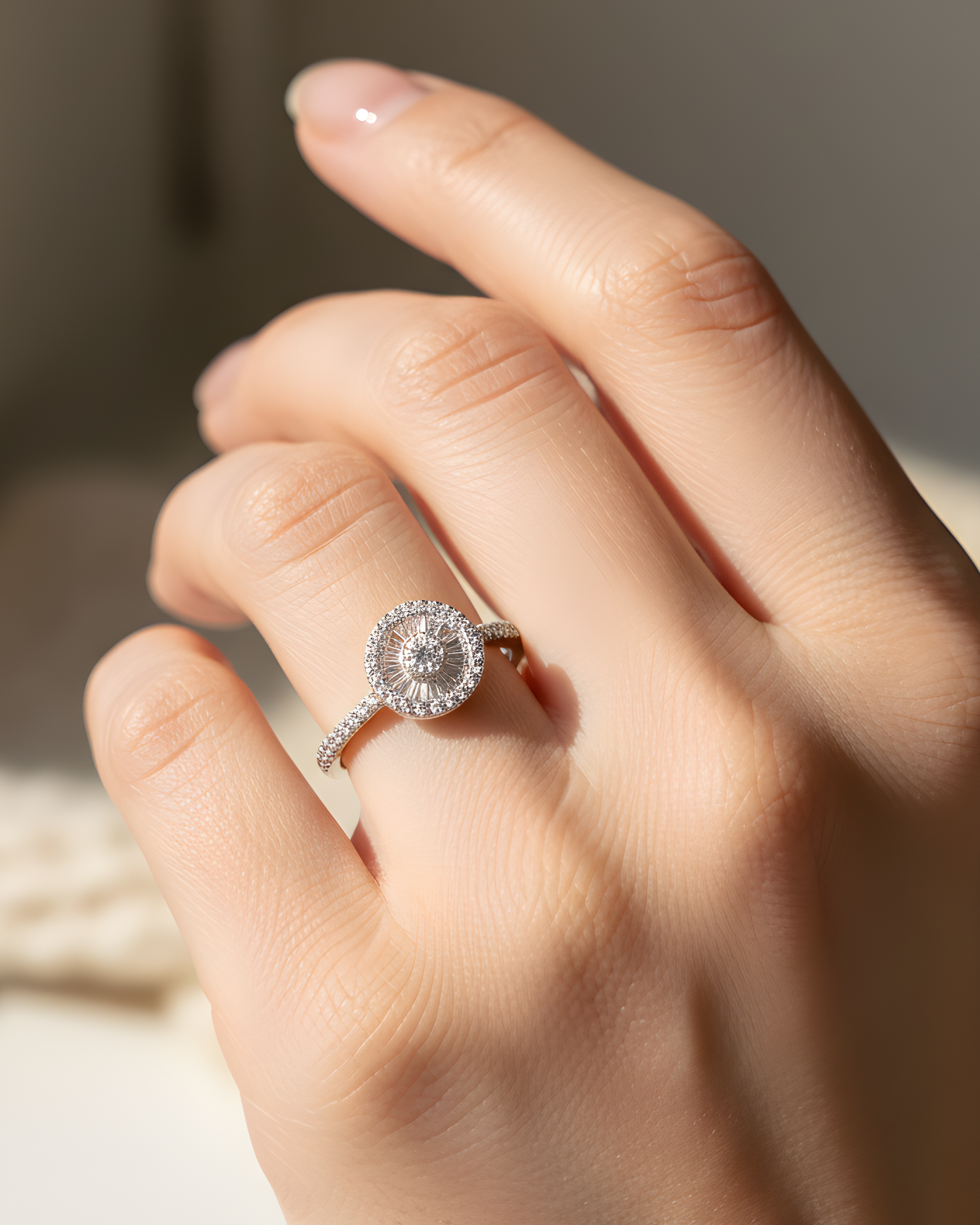 Bague Infini Rond baguettes - BLANC