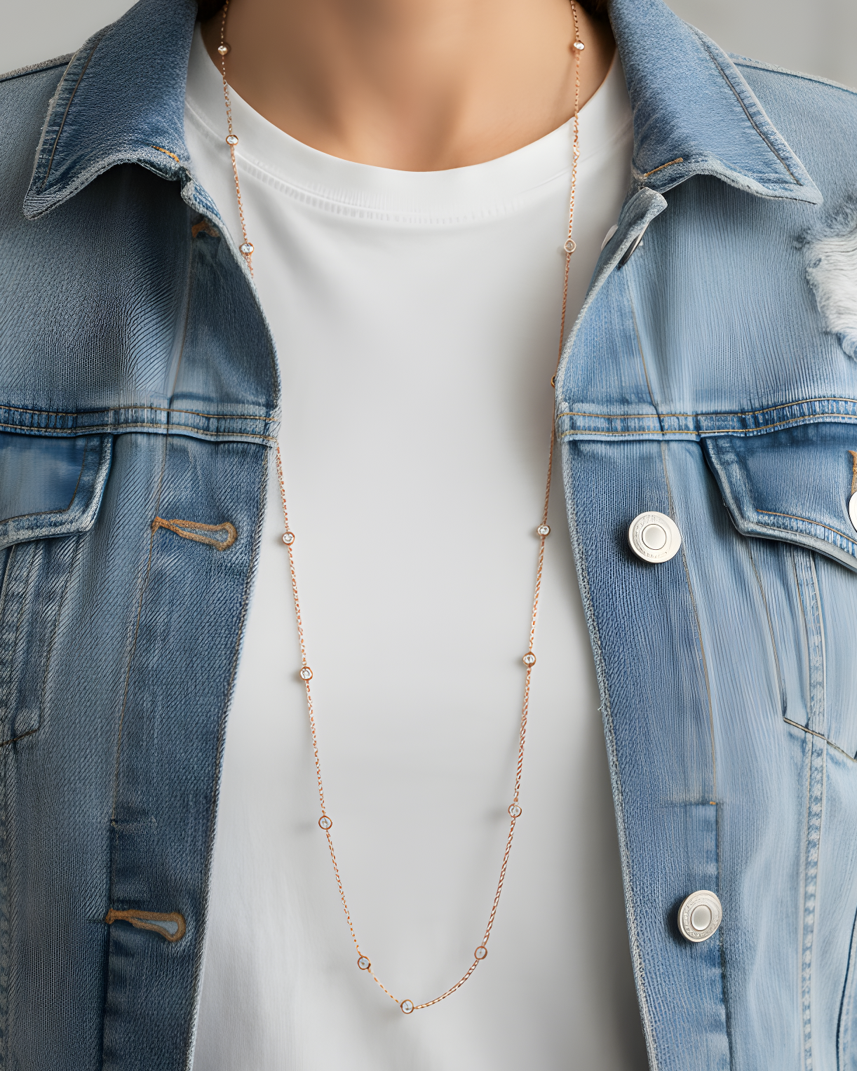 Rose bezel-set necklace