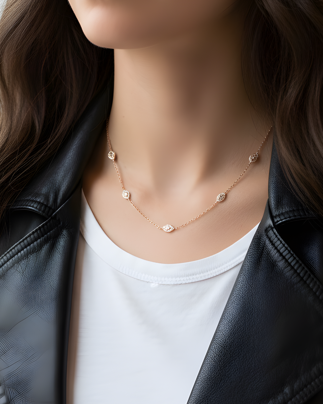 Pavé marquise necklace - PINK