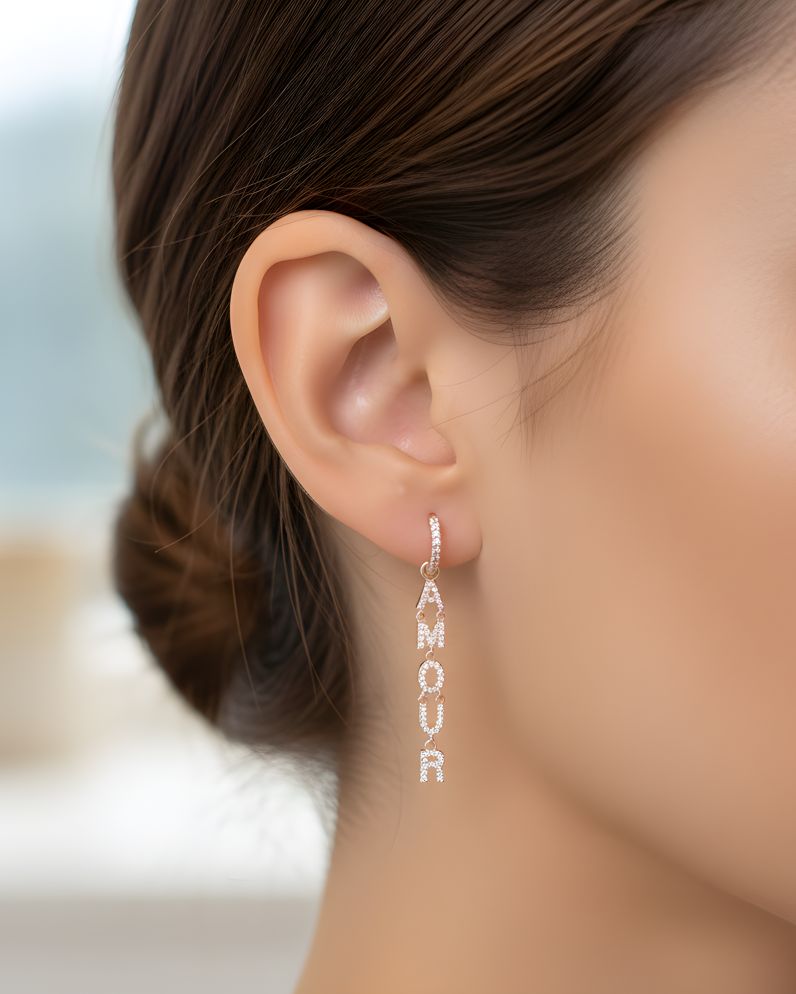 Boucles pendantes AMOUR - ROSE