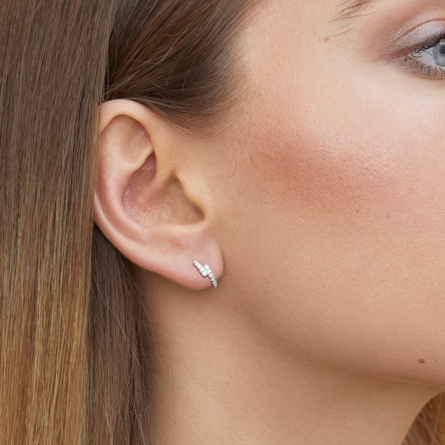 Mini Intemporel overlap hoop earrings - PINK