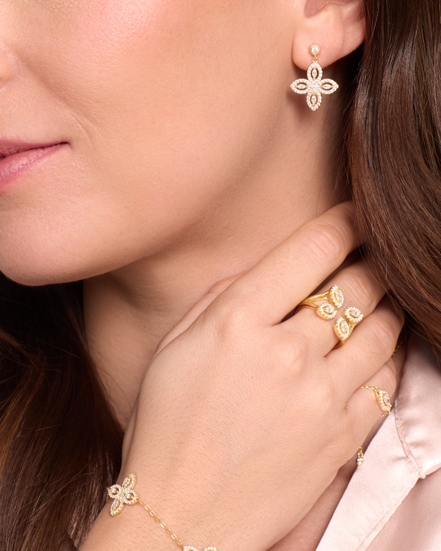 Puces asymétriques Fleur Éternelle - BLANC