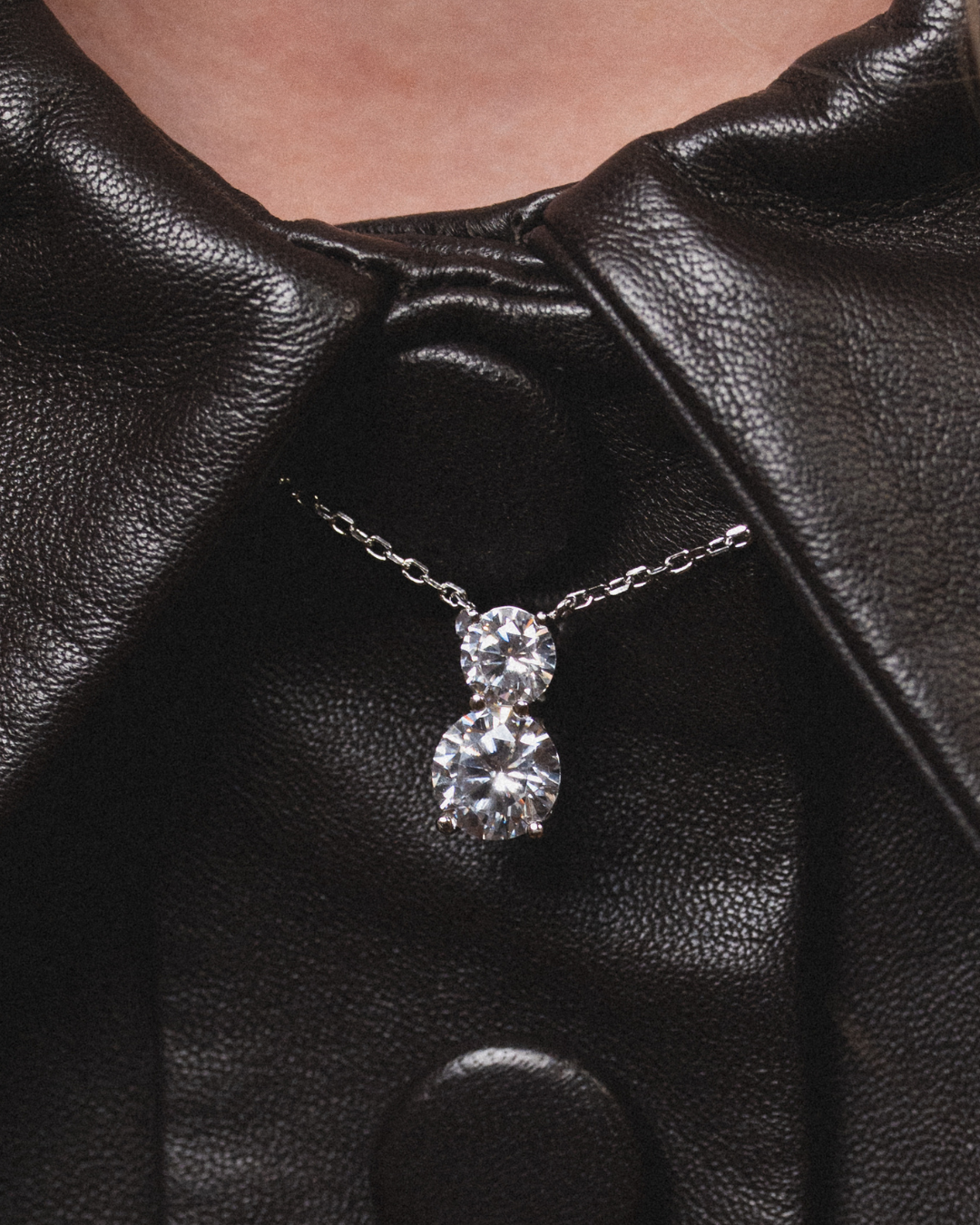 Collier double rond intemporel XL - BLANC