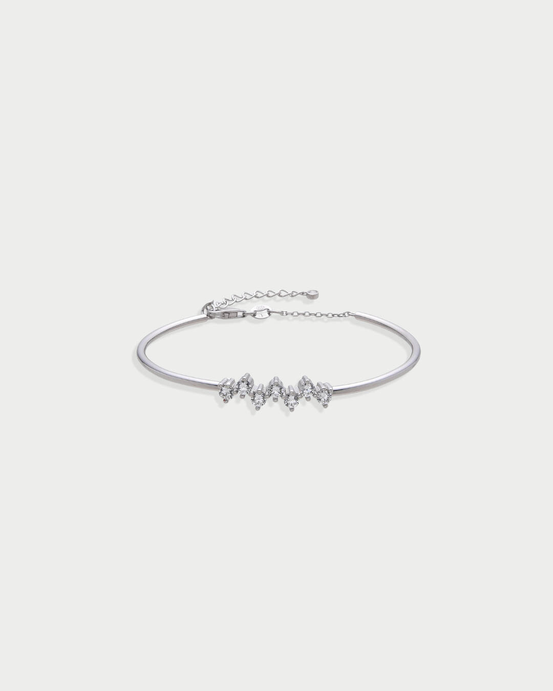 Three Sides Embellished Bangle Bracelet - WHITE