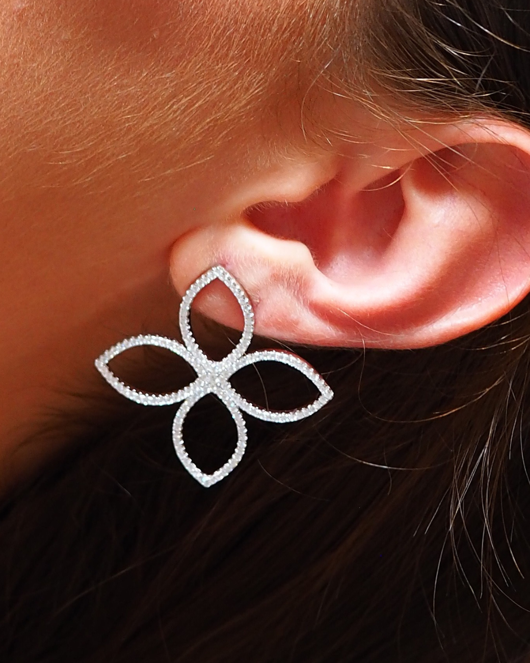 Maxi Créoles Fleur Éternelle - BLANC