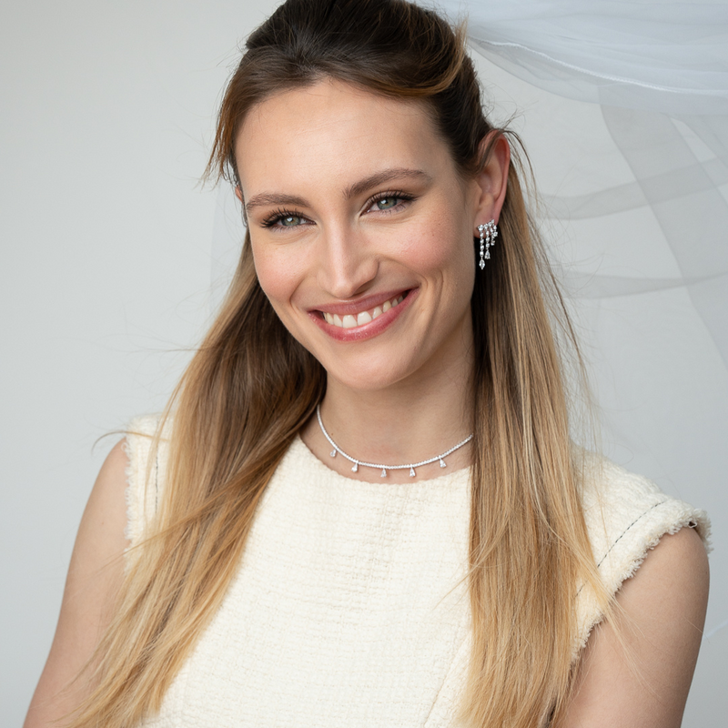 Boucles d'oreilles rivière Éclat - BLANC