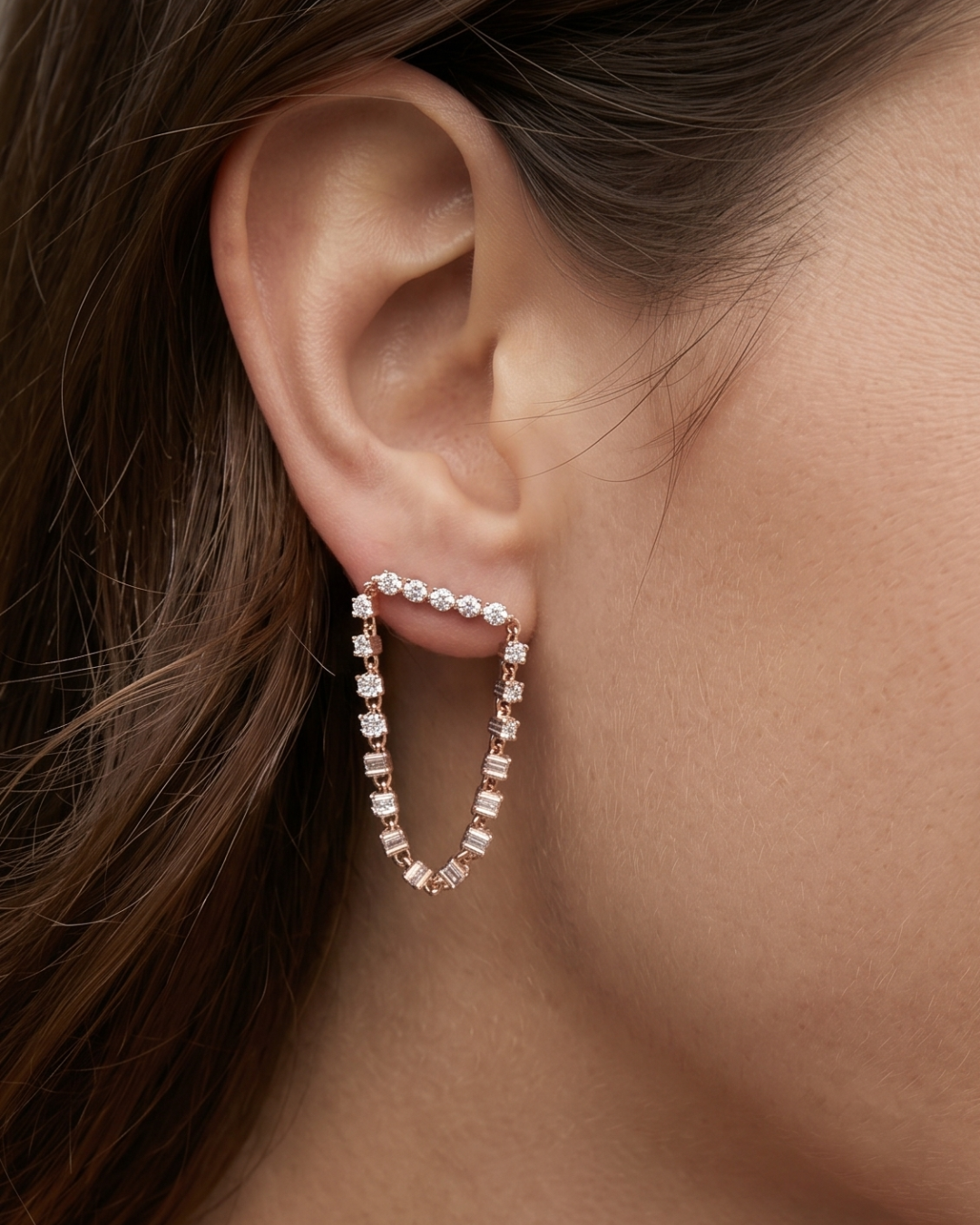 Boucles d'oreilles rivière arceau - ROSE