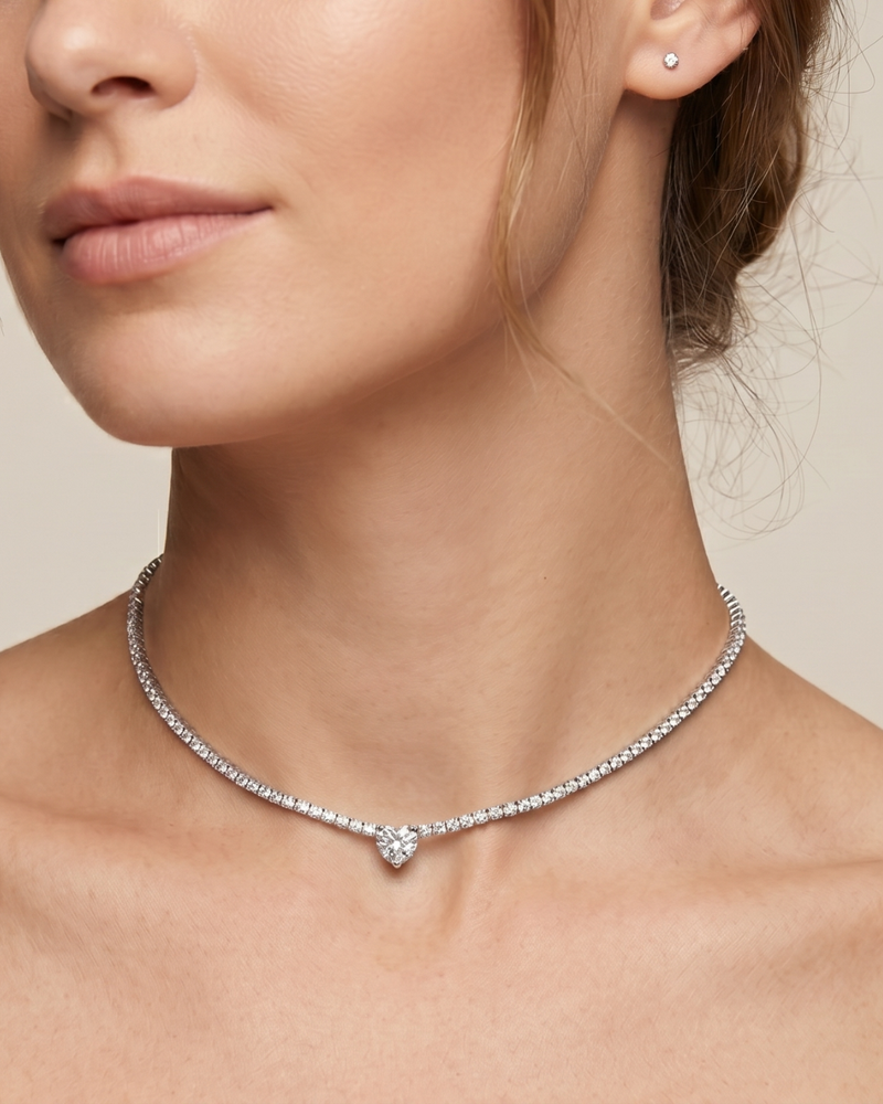 White heart tennis choker - WHITE 