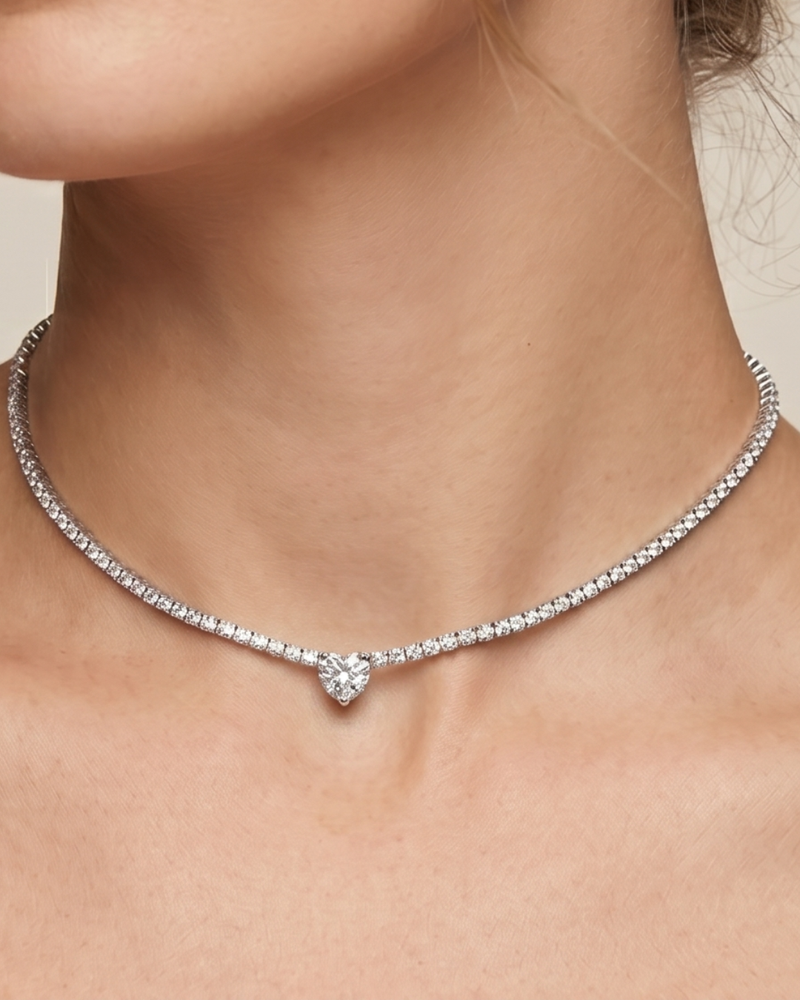 White heart tennis choker - WHITE 