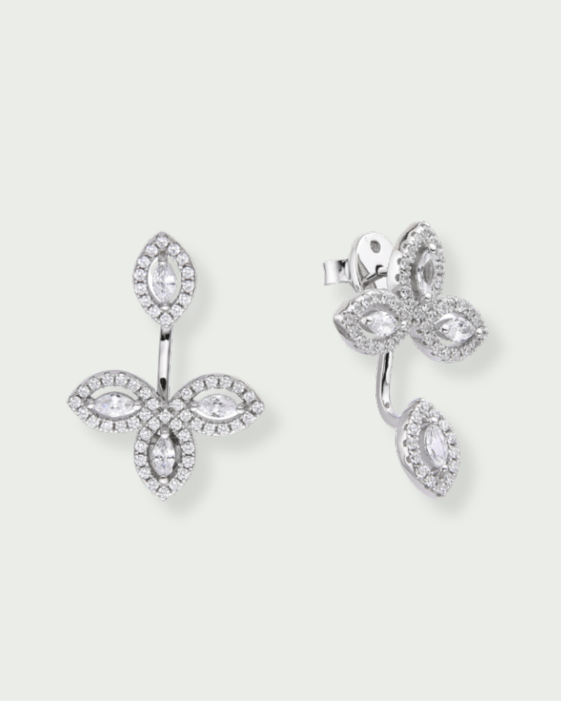 Boucles d’oreilles asymétriques Fleur de vie - BLANC