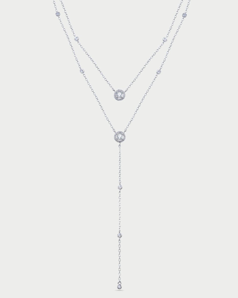 Double Infinity Round Necklace - WHITE