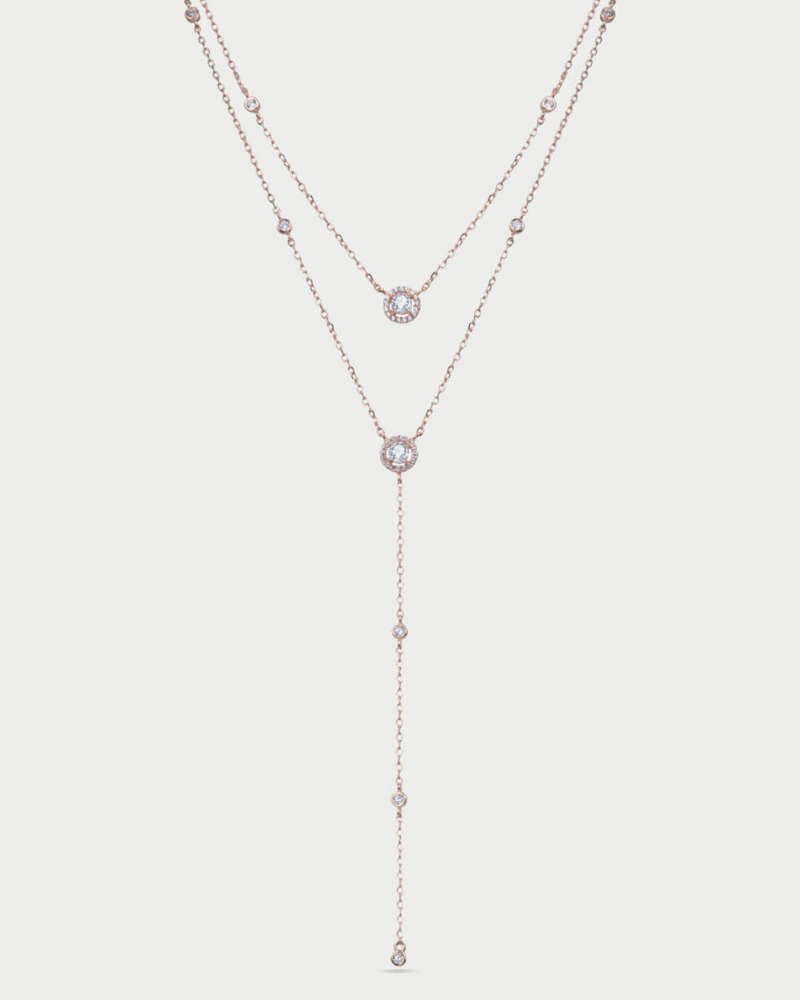 Double Infinity Round Necklace - PINK