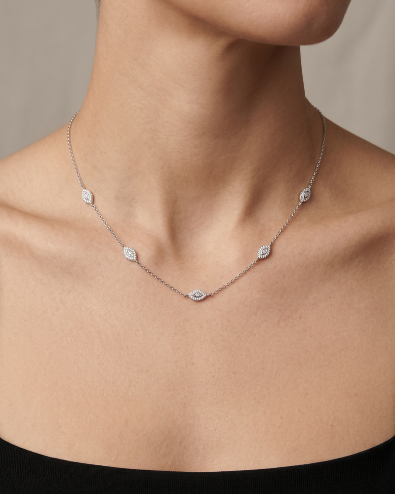 Collier marquises pavées - BLANC
