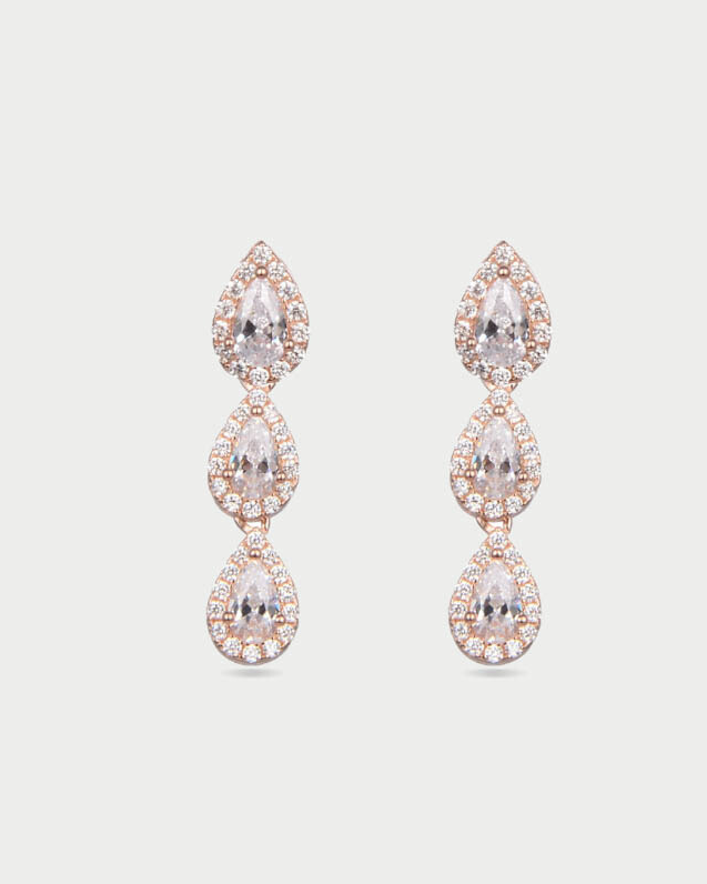 Boucles d'oreilles trois poires Infini - ROSE