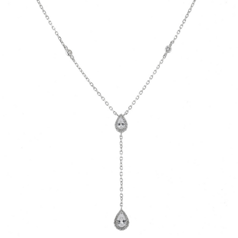Double pear necklace - WHITE