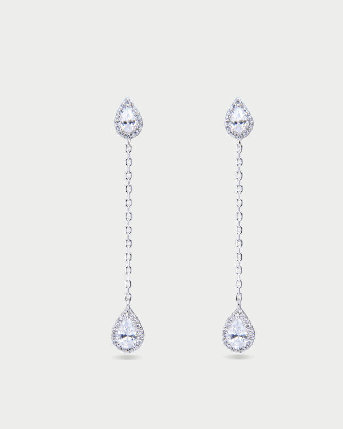 Boucles d'oreilles pendantes Infini Poire - BLANC