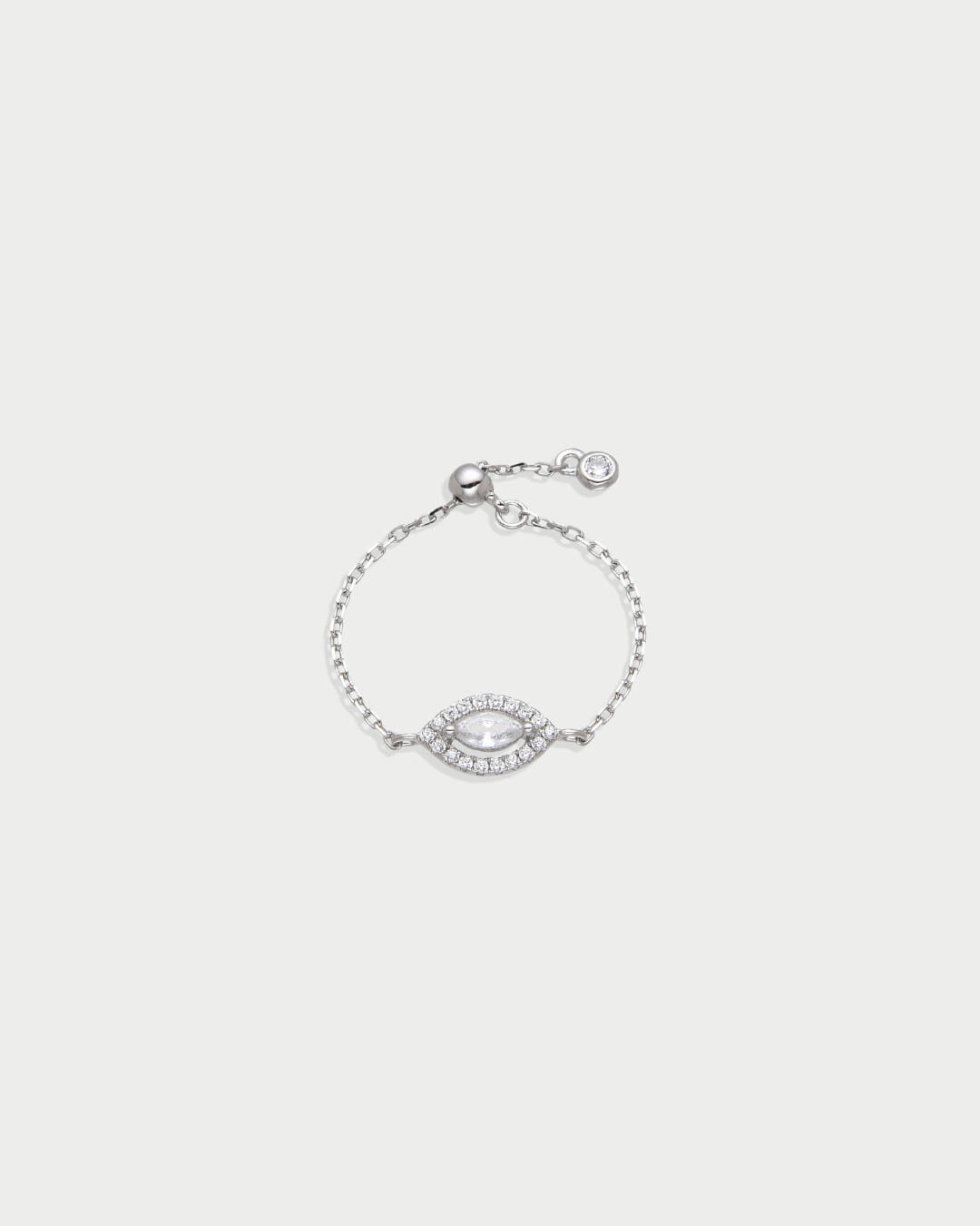 Bague chaîne Fleur éternelle - BLANC
