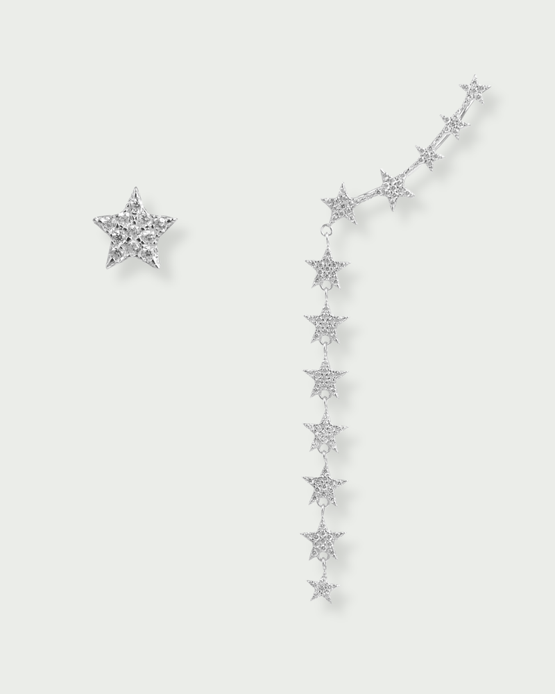 Boucles d'oreilles asymétriques Céleste - BLANC