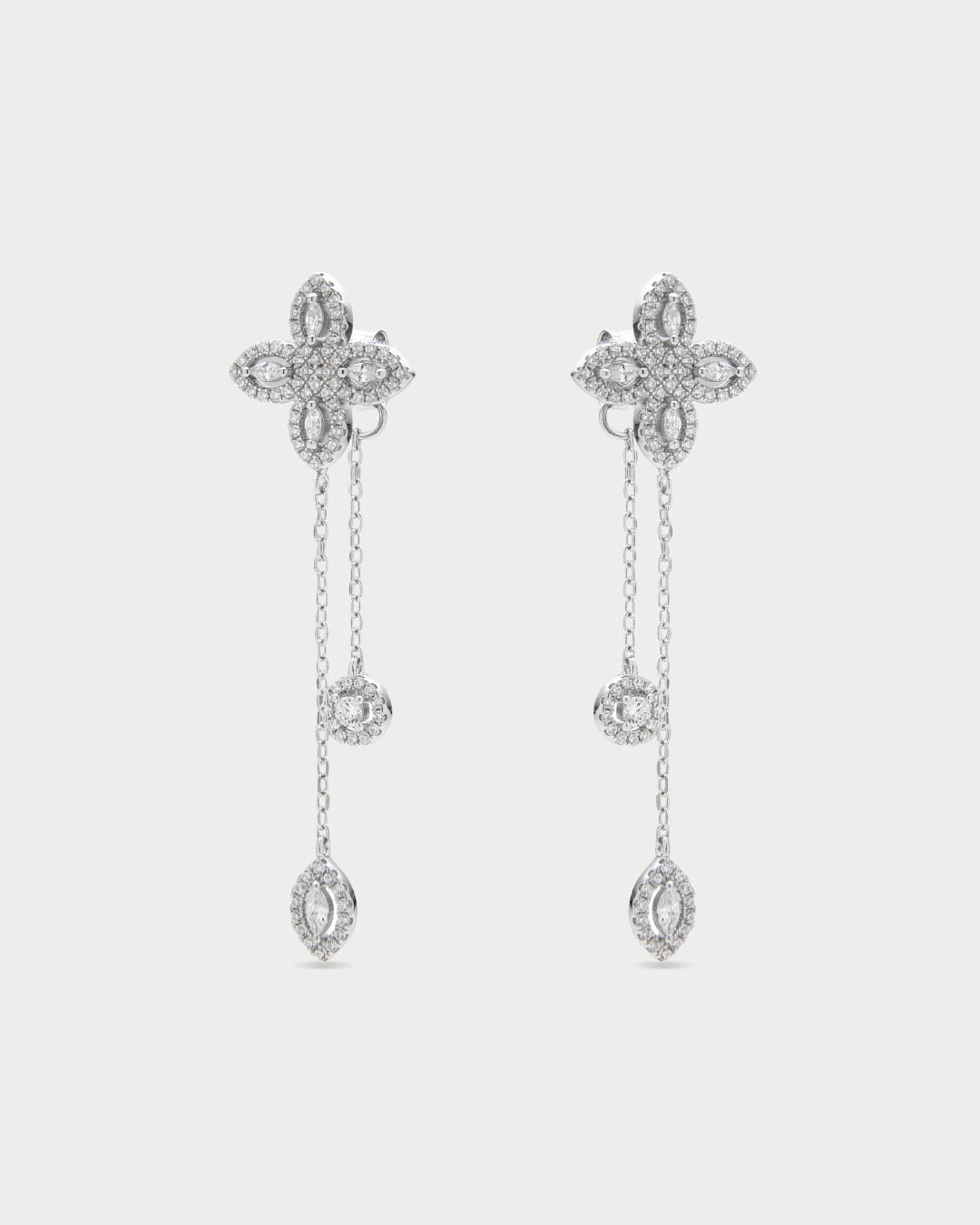 Boucles d’oreilles doubles pendantes Fleur de vie - BLANC